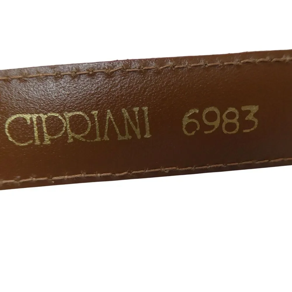 Cipriani Vintage 80s Red Leather Italian Alligator Calfskin Leather Belt